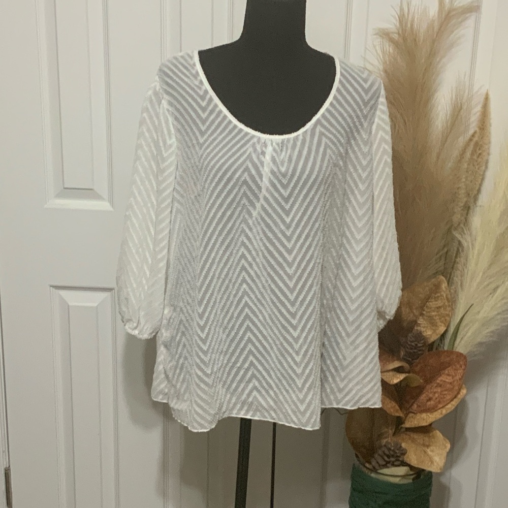Heart Soul White Chevron Blouse